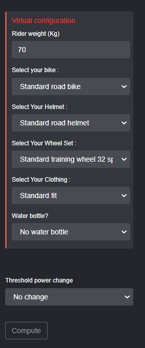 virtual rider configuration